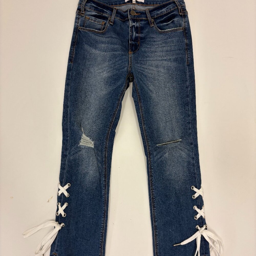 Current air Dark Wash Lace up Bottom Jeans